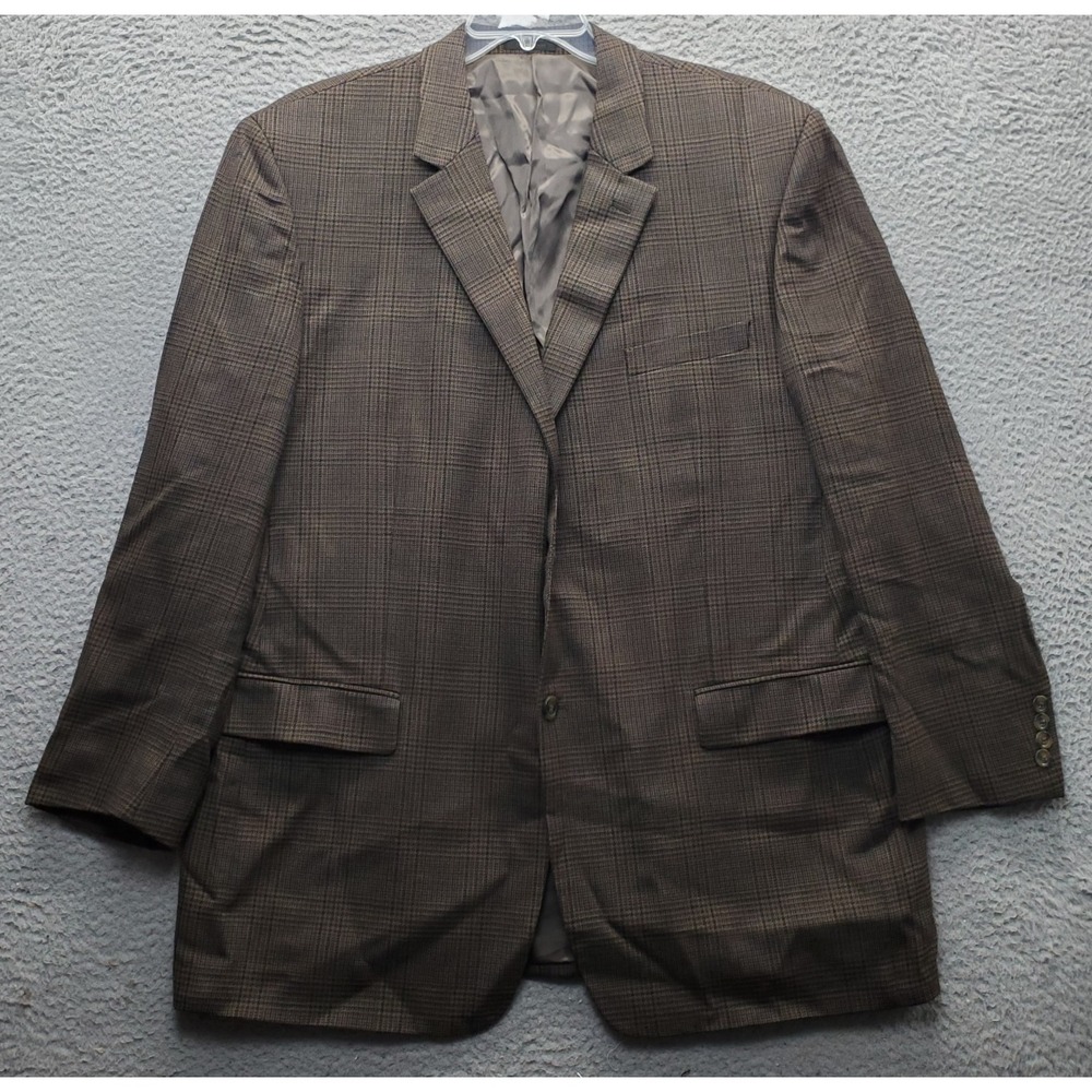 Andrew Fezza Blazer Jacket Men 46L Multi Plaid Lined Single Breasted Notch Lapel